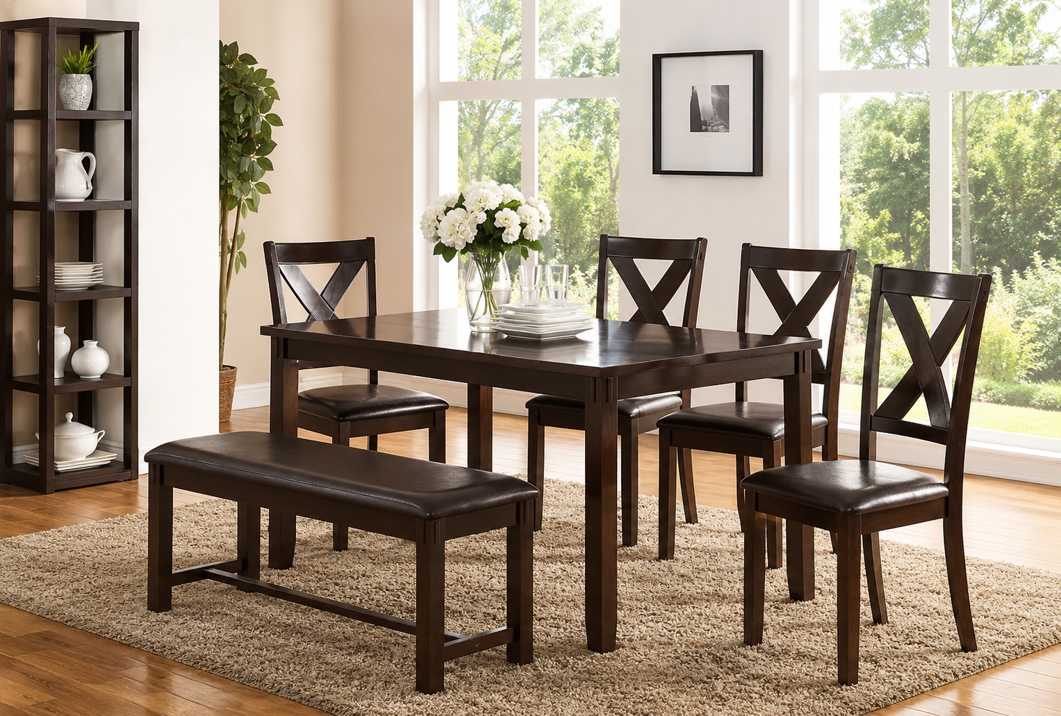 ChatGPT Image Jul 10, 2026, 12_16_11 AM Atlas 6 Pieces Dining Set (Bench + 4Chairs + Table) - Image 1