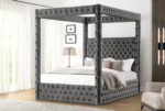 Mira Upholstered Canopy Bed Grey & Black