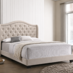 Sonoma Upholstered Wingback Bed Beige & Grey