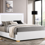 Marceline Wood LED Panel Bed White