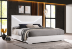 IvesPanel Bed LED Headboard White & Grey High Gloss