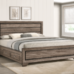 Kauffman Wood Storage Panel Bed Washed Taupe & Dark Cocoa