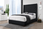 Sasha Upholstered Wingback Bed Black & Grey