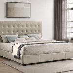 Medley Genuine Leather Platform Bed Black & Tan