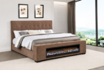 Senna Upholstered Audio Flame Visualizer Bed Brown