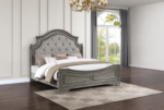 Selena Upholstered Wooden Panel Bed Frame Grey