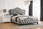 Bella Upholstered Panel Bed Grey