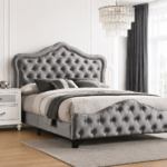 Bella Upholstered Panel Bed Grey