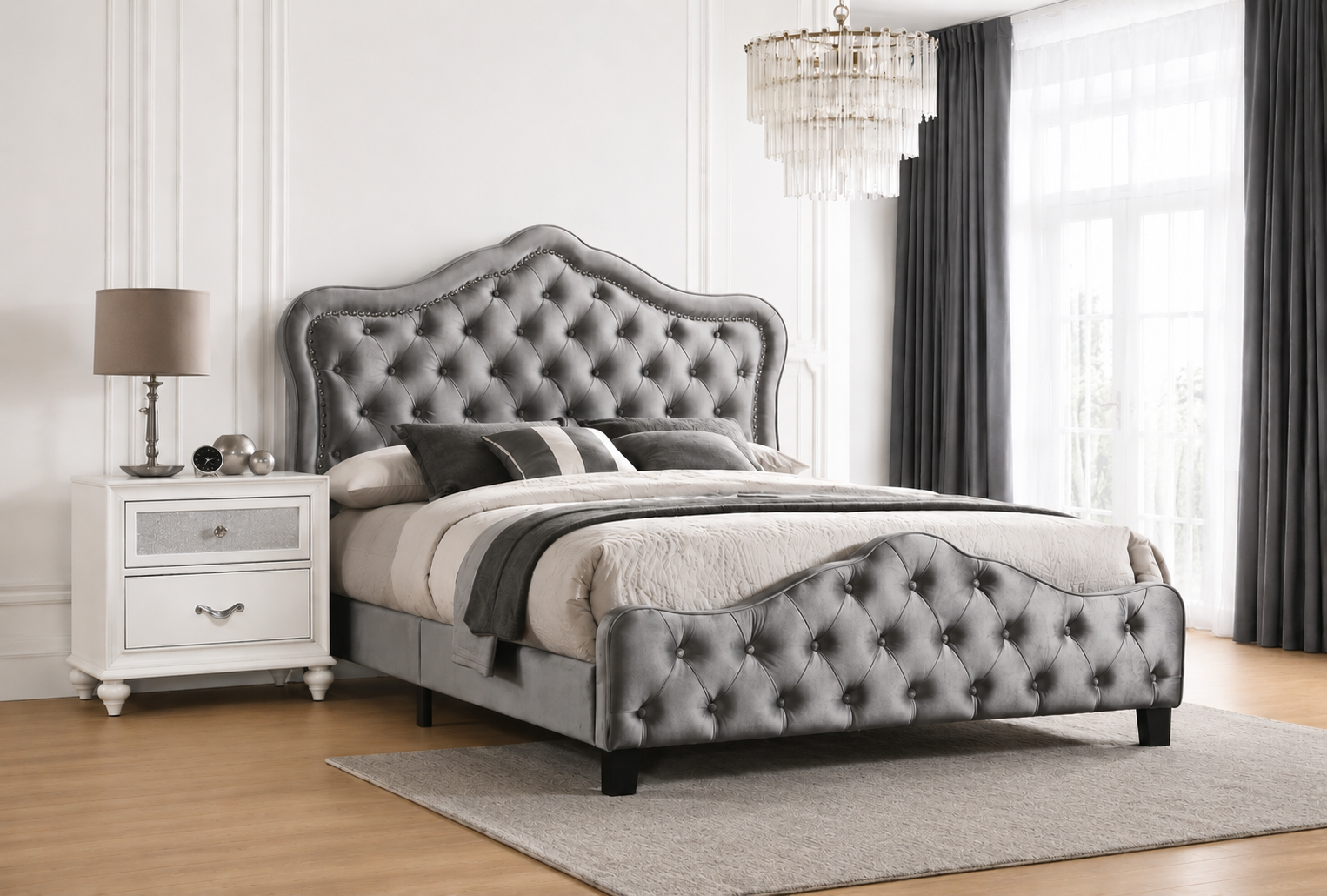 ChatGPT Image Jul 7, 2026, 04_08_42 AM Bella Upholstered Panel Bed Grey - Image 1