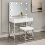 Eliza Vanity Set with Lighting & Stool White and Chrome