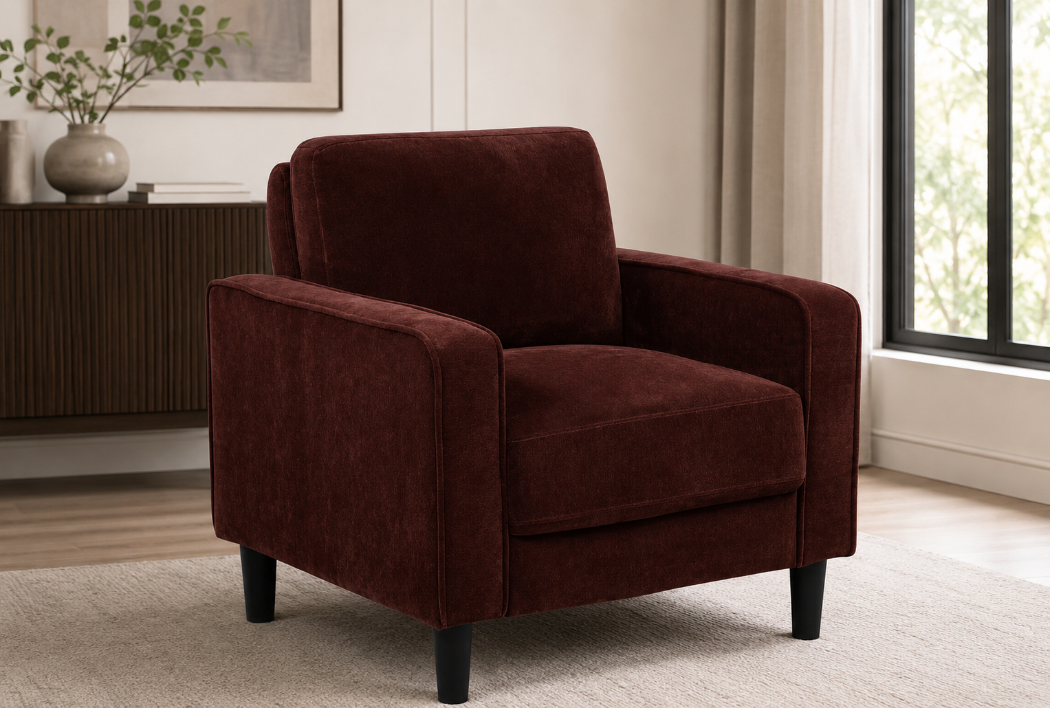 ChatGPT Image Jul 8, 2026, 05_43_05 AM Ruth Fabric Upholstered Track Arm Accent Chair Rust - Image 1