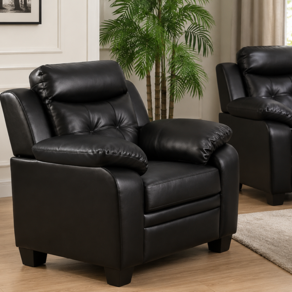 Finley Upholstered Padded Arm Tufted Accent Chair Black
