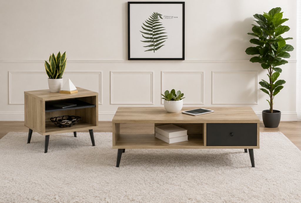Welsh 2-piece Coffee and End Table Set oak
