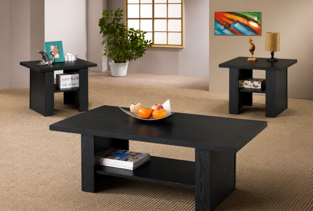Rodez 3-piece Engineered Wood Coffee Table Set Black Oak