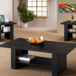 Rodez 3-piece Engineered Wood Coffee Table Set Black Oak
