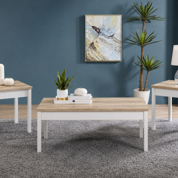 Stacie 3-piece Coffee Table Set Distressed Pine and White