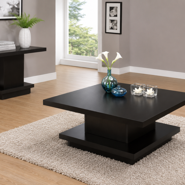 Reston 2-piece Square Coffee and End Table Set Dark Brown