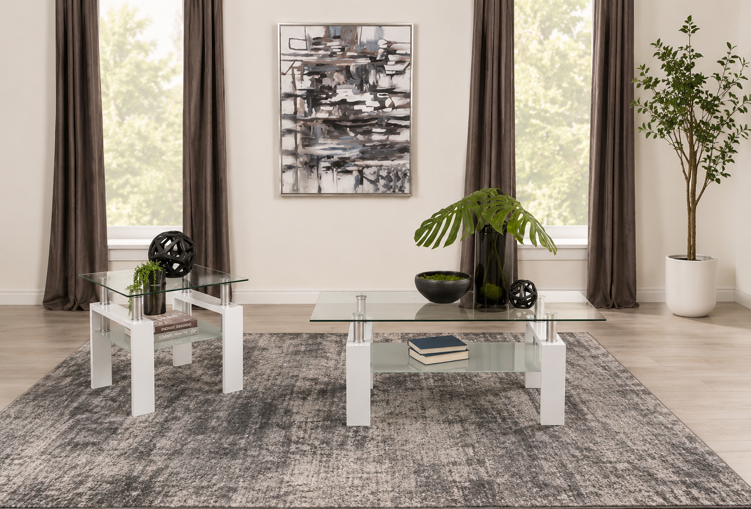 ChatGPT Image Jul 8, 2026, 05_55_09 AM Dyer 2-piece Rectangular Coffee and End Table Set White - Image 1