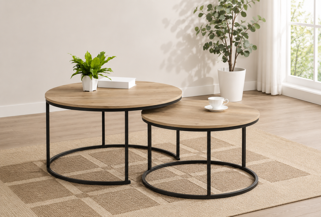 Lainey 2-piece Round Nesting Coffee Table Oak