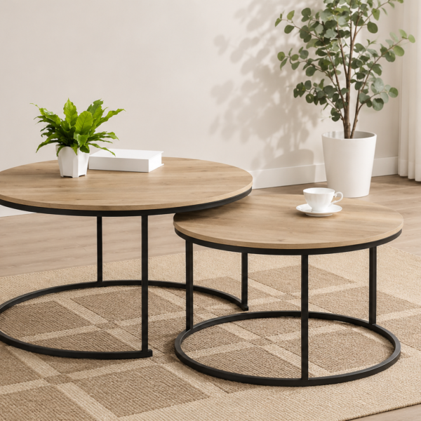 Lainey 2-piece Round Nesting Coffee Table Oak