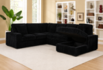 Divine Black Upholstered Sectional for Living Room