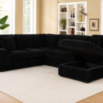 Divine Black Upholstered Sectional for Living Room
