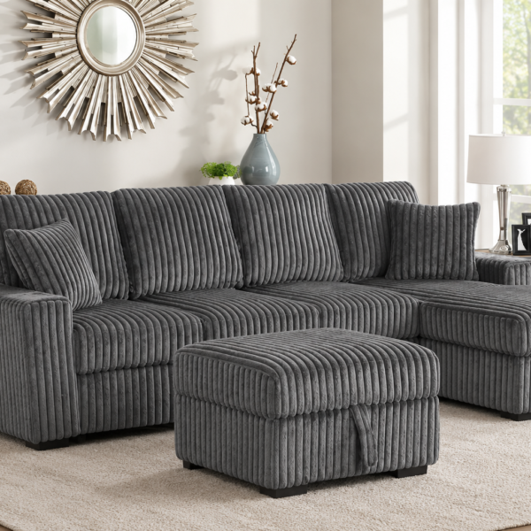 Cozy Jumbo Cord Lounge Sleeper Sectional
