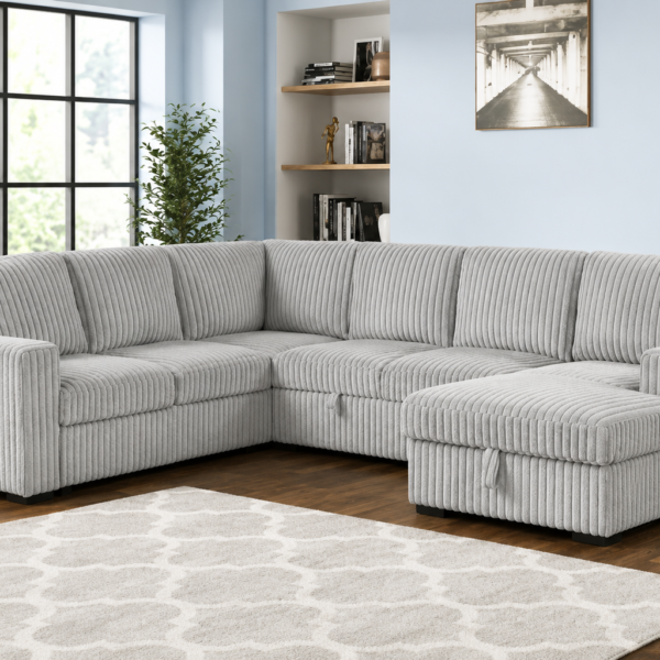 Divine Sectional – Modern Grey Fabric Sofa