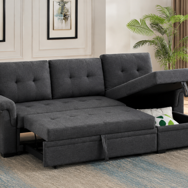 Best Lucca Linen Dark Gray Reversible Sleeper Sectional in 2026