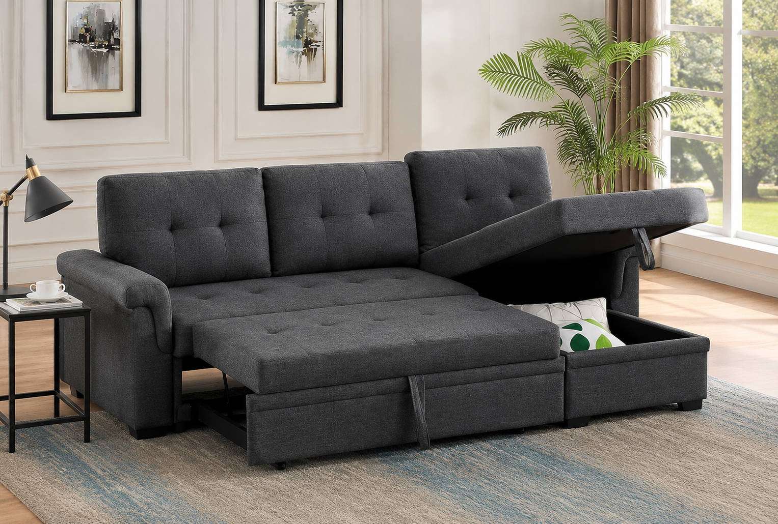 ChatGPT Image Jul 8, 2026, 10_09_29 PM Best Lucca Linen Dark Gray Reversible Sleeper Sectional in 2026 - Image 1