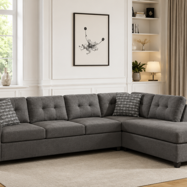 Stonenesse Upholstered Sectional Chaise Sofa Grey
