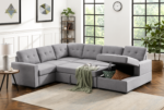 Salene Light Grey Sleeper Sectional Sofa With Storage Chaise