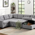 Salene Light Grey Sleeper Sectional Sofa With Storage Chaise