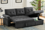 Lucca Linen Dark Gray Reversible Sleeper Sectional