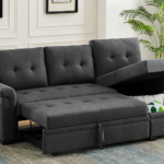 Lucca Linen Dark Gray Reversible Sleeper Sectional