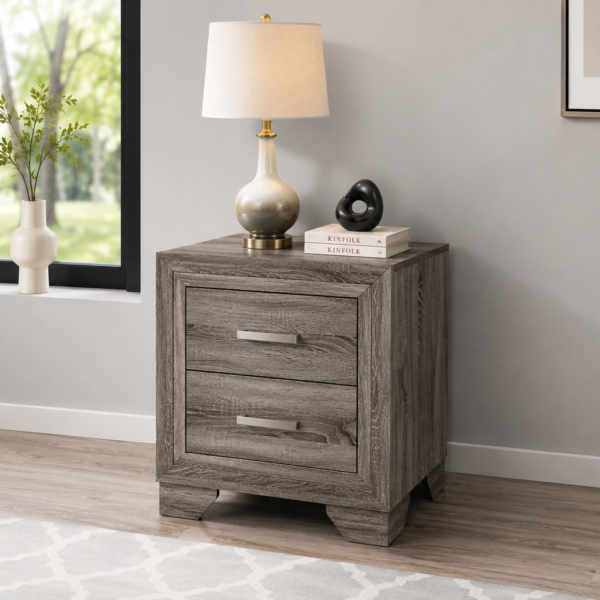 Wright 2-drawer Nightstand Bedside Table Brown