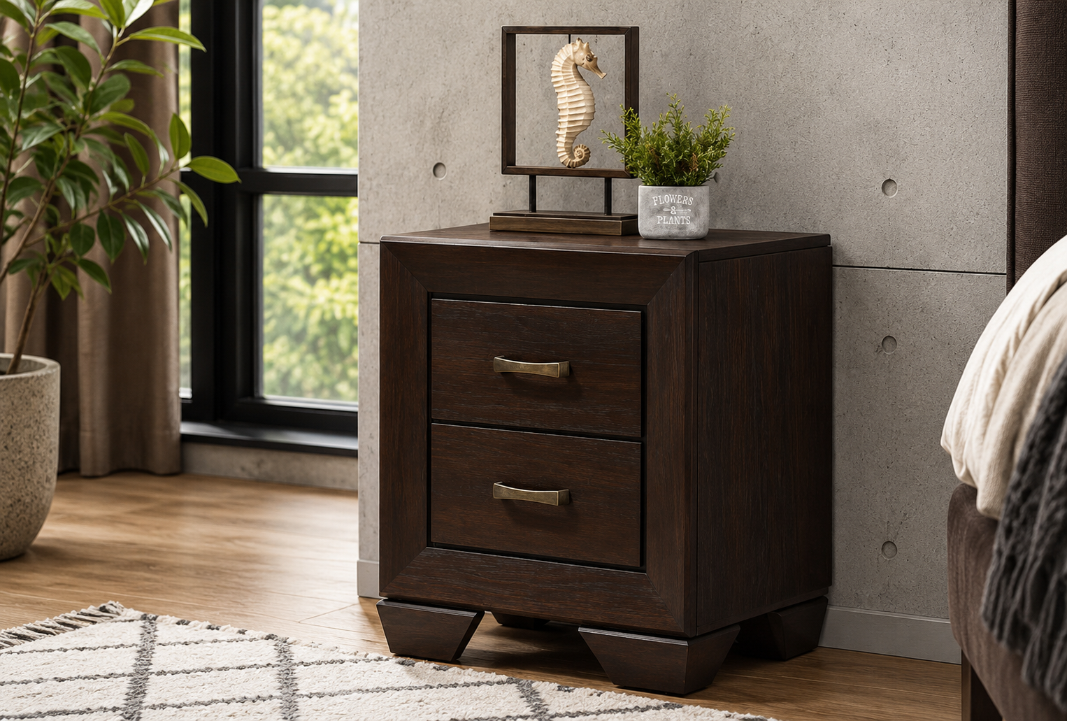 ChatGPT Image Jul 8, 2026, 12_43_26 AM Kauffman 2-drawer Nightstand Dark Brown - Image 1