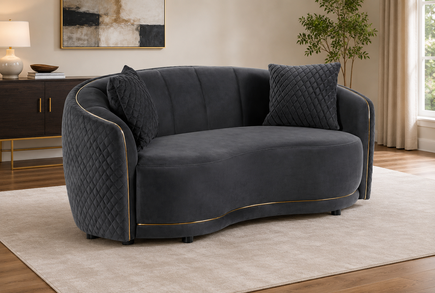 ChatGPT Image Jul 9, 2026, 03_30_13 AM Coaster Furniture Brookside 504845 Velvet Upholstered Curved Loveseat - Image 1