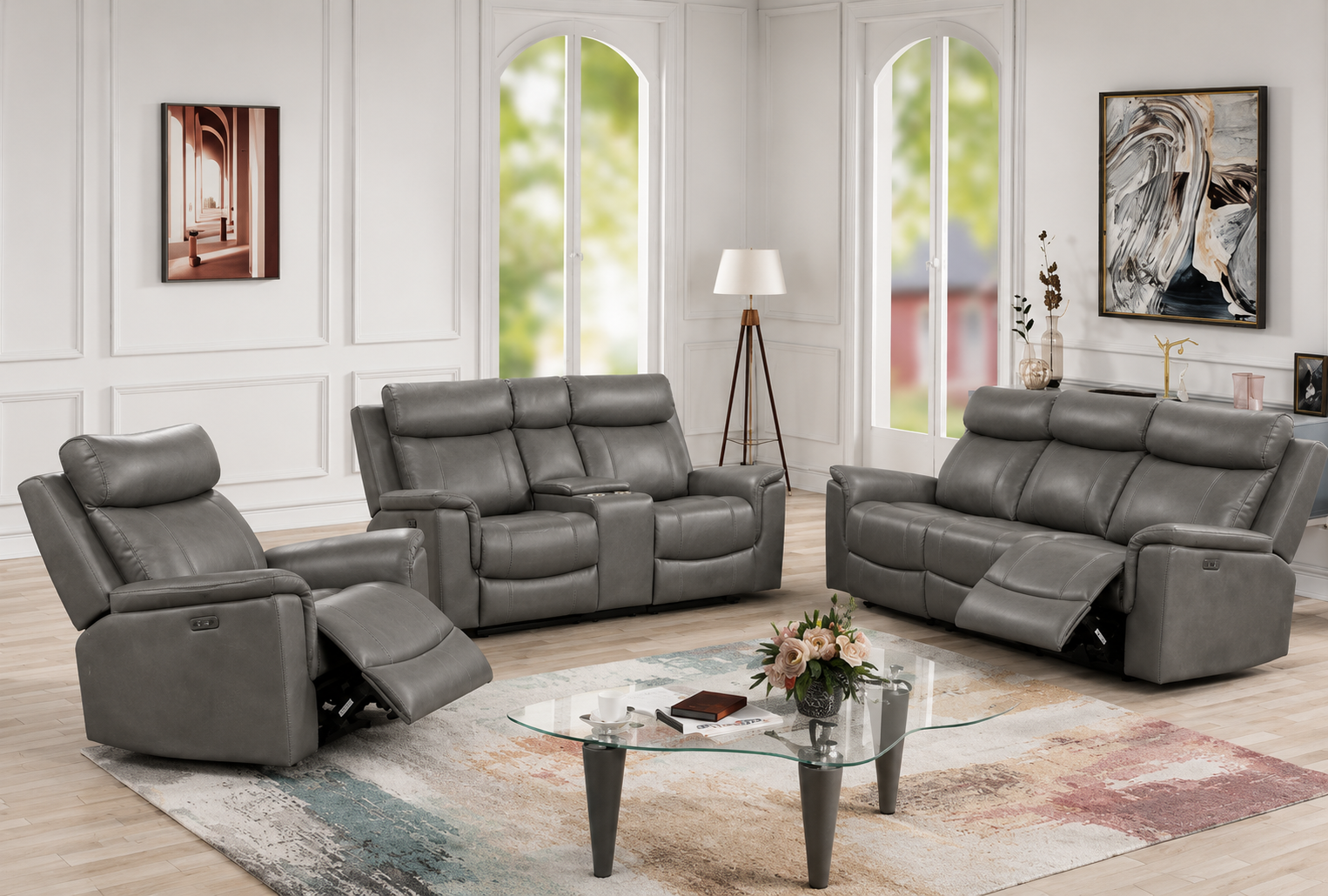 ChatGPT Image Jul 9, 2026, 04_16_45 AM Verona Power Reclining Leather 3-Pcs Set Grey - Image 1