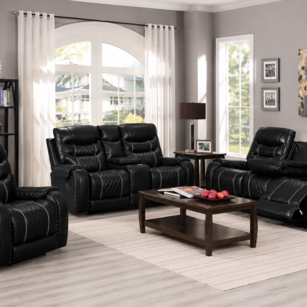 Starwood Power Reclining Leather 3-Pcs Set Color Black