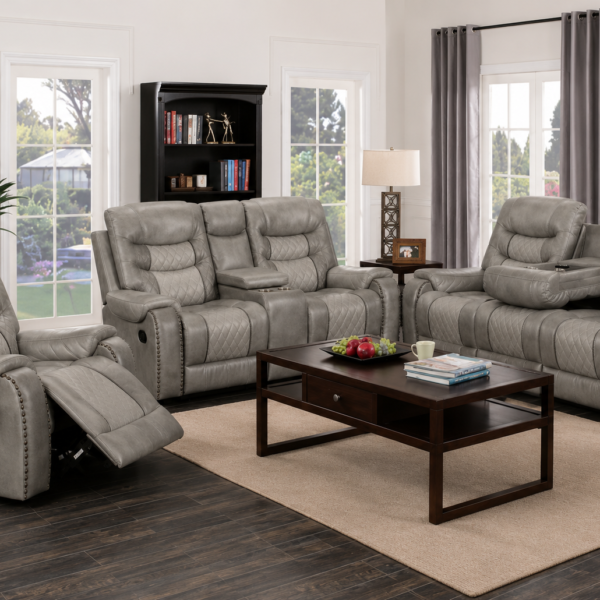 Starwood Power Reclining Leather 3-pcs Set Brown