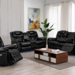 encore Power Reclining Leather 3-Pcs Set Black