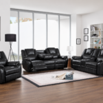 Granada Power Reclining Leather 3-Pcs Set Black