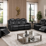 Moonshadow Power Reclining Leather 3-Pcs Set Black