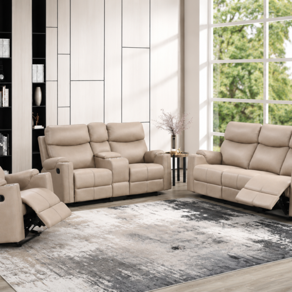 Frico Power Reclining Leather 3-Pcs Set Colour Beige