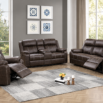 Lucca Power Leather Reclining 3-Pcs Set Brown