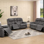 Lucca Power Leather Reclining 3-Pcs Set Grey