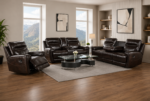 Admiral Power Reclining Leather 3-Pcs Set Black