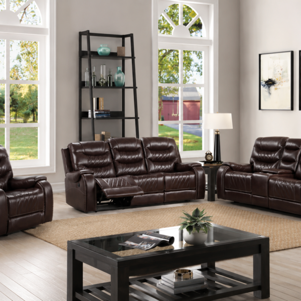 Lombardi Power Reclining Leather 3-Pcs Set Black