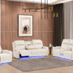 Boss LED Power Reclining Leather 3-Pcs Set Colour White